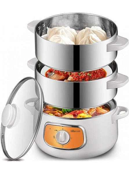 Food Steamer Electric Steamer Three-layer Stainless Steel Electric Steamer Electric Cooker Electric Food Steamers High Capacity Color : Silver Size : 31.5x27.2x34cm - AOCIII37