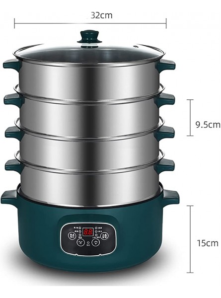 Food Steamer Intelligent Large capacity Electric Steamer Stainless steel steamer pot Automatic Electric Steamer cooker Food warmer High Capacity Color : Green Size : One size - ZUOO5SKA