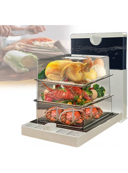 ZHDBD 1500W Multifunction Electric Steamers,Smart Electric Steamers with 3-Tier Steamer 10.8L Capacity,Transparent Visible Cover And 60 Minutes Timer for For Healthy Food Production - HDOGE1VD
