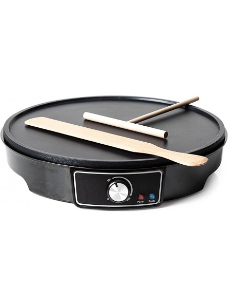 Home Treats Crepe Maker | 1000W Crepe Maker Fluffy Pancake Maker| Adjustable Temperature 30cm 12inch Non Stick Hot Plate Including Wooden Utensils | Easy To Clean - NPUOFS48