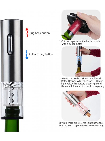 Electric Corkscrew Wine Opener Bottle Opener Wine Bottle Opener Premium Gift Set with Foil Cutter Wine Stopper Wine Pourer for Dads Friends Christmas Birthday Party - LGOW7AUY
