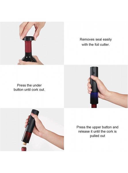 Electric Wine Opener Automatic Electric Wine Bottle Corkscrew Opener Rechargeable with Foil Cutter and USB Cable Black - RFKW3AF4