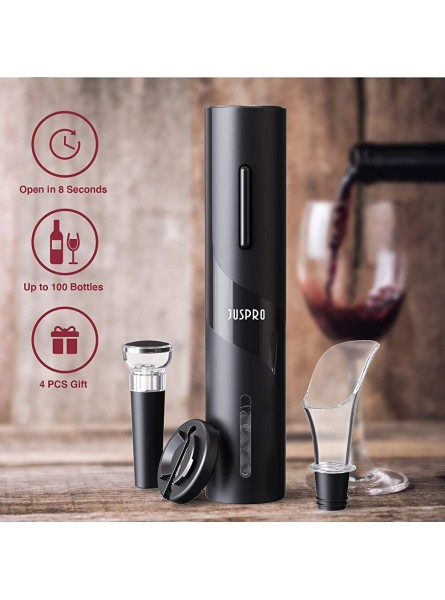 JUSPRO Electric Wine Opener Automatic Corkscrew Gift Sets Powered Cork Remover Kit Includes Pourer Vacuum Stopper and Foil Cutter for Party and Wine Lover - HAFG6KAY
