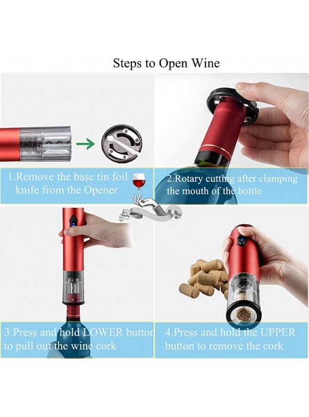 LFHUKEJI Electric Wine Opener,Automatic Electric Wine Bottle Corkscrew Opener with Foil Cutter,Suitable for Bottle Mouths with A Diameter Less Than 35mm Red - FQAOGD4Y