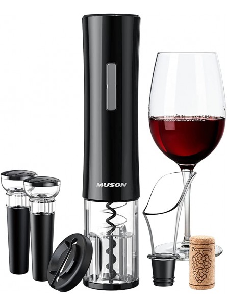 Muson Electric Wine Opener Set Automatic Bottle Corkscrew Cordless with Foil Cutter Vacuum Stopper and Pourer Gifts for Women Visiting Gift for Birthday Party Wedding Anniversary - FSWK260O