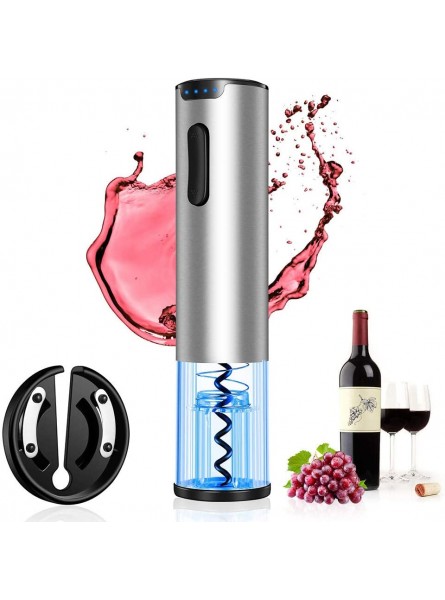 YIMINGYANG Electric Wine Bottle Opener Stainless Steel USB Rechargeable Cordless Auto Corkscrew Wine Opener with Foil Cutter for Home Bar Family Gatherings,Silver - JUMCT9X5