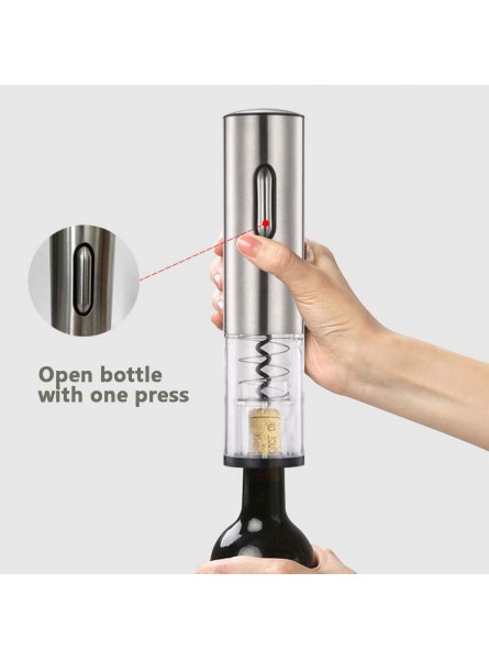 YIMINGYANG Electric Wine Opener Professional Corkscrew Rechargeable Automatic Wine Bottle Openers Durable Stainless Cordless Electric Corkscrew with Foil Cutter and USB Charging Cable,Silver - TDVA221M