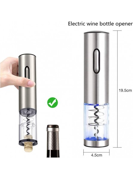 YIMINGYANG Electric Wine Opener Professional Corkscrew Rechargeable Automatic Wine Bottle Openers Durable Stainless Cordless Electric Corkscrew with Foil Cutter and USB Charging Cable,Silver - TDVA221M