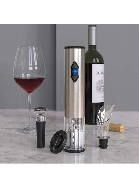 zinhsq Electric Wine Bottle Openers Set Battery Powered Motorized Operated Cordless Automatic Corkscrew Opener Puller Kit with Attached Foil Cutter Stopper Wine Aerator Pourer Stainless Steel - MQTPTT8S