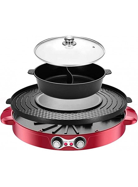 AJH Double Pan Electric Fondue Grill and Pot Hot Pot BBQ 2 in 1 Large Capacity for 6 People Dual Separate Temperature Control - WEOG0881