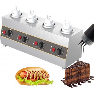 Electric Food Sauce Warmer Heater Jam Heat Preservation Machine Stainless Steel Chocolate Butter Cheese Fondue Warmer with 4 Squeeze Sauce Bottles - SPPMVYHB