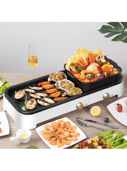 Linjolly Multifunctional Electric Grill Detachable Grill Pan Hot with Glass Cover Oil Tank and Non-slip Bottom Corner 2200 W Power - WPPHXGRF
