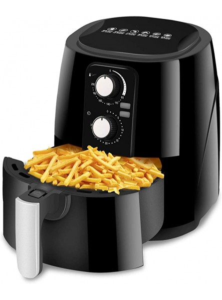 LYYAN Hot Air Fryer Automatic Oil-free Electric Fryer Timing + Temperature Control Suitable for Healthy Frying With Fast Air Black - EXFS45EB