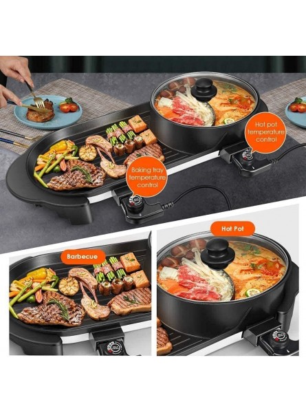 Portable Electric Barbecue Bbq Grill And Hot Pot Electric 2 In 1 Electric Pan Shabu Hot Pot BBQ Frying Cook Grill With 5 Temperature Adjustments For Indoor - WMCQPBMN