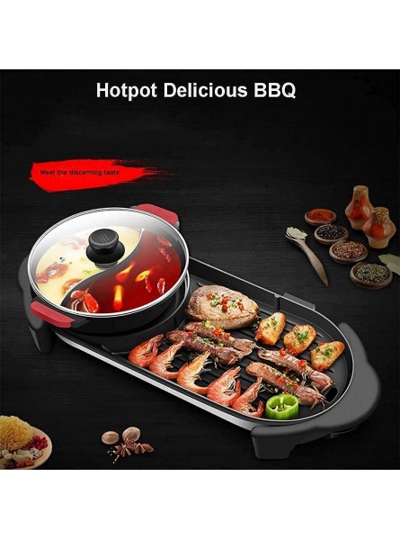 Portable Indoor Electric Grill Electric Barbecue Grill Hot Pot Chafing Dish Multifunctional Non-Stick Pan Electric Cooker Capacity For 5-12 People - SHBFK3NI