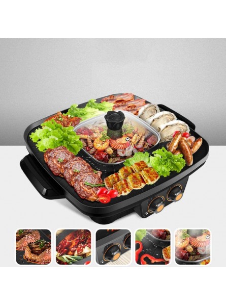 WEREW BBQ The Electric Korean Barbecue Hot Pot Maifan Stone Multi-Function and Hot Pot Tabletop Grill and Fondue Dual Pot 2100W [Energy Class A] - RVZLMTUR