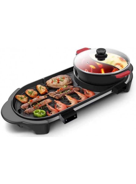WEREW BBQ The Electric Korean BBQ Grill And Hot Pot Tabletop Grill And Fondue,Household Multi-Function Two-in-one Electric Hot Pot Barbecue Shabu-shabu [Energy Class A] - QYDJNRGG