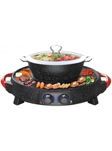 ZLDGYG Grill and Hot Pot,Multi-Function Barbecue Hot Pot Double Pot Electric Grill Home Electric Baking Tray Korean Style Dual Control - BQAV4DJV