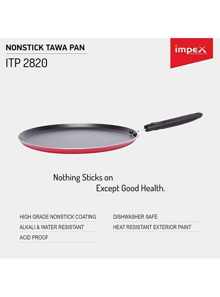 Impex ITP-2620 Induction Base Nonstick Aluminium Tawa Pan 26 cm Maroon - KXBOAJJM