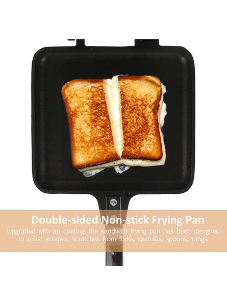 Lurrose Nonstick Frying Pan Breakfast Sandwich Maker Foldable Grill Pan Barbecue Plate Sandwich Mold Double- sided for Bread Toast Waffle Pancake Black 14cm - XISY6NQ6