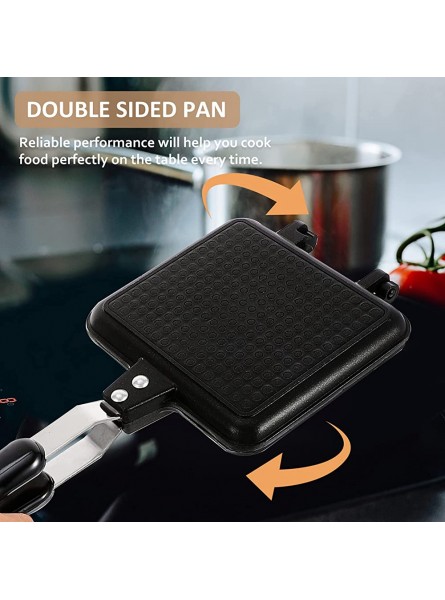 Lurrose Nonstick Frying Pan Breakfast Sandwich Maker Foldable Grill Pan Barbecue Plate Sandwich Mold Double- sided for Bread Toast Waffle Pancake Black 14cm - XISY6NQ6