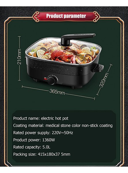 Multi-Function Electric Cooker Pan,Frying Pan with Vented Glass Lid and Twin Carrying Handles,Electric Grills Hot Pot Slow Cooker,Adjustable Temperature Control - EYDRB617