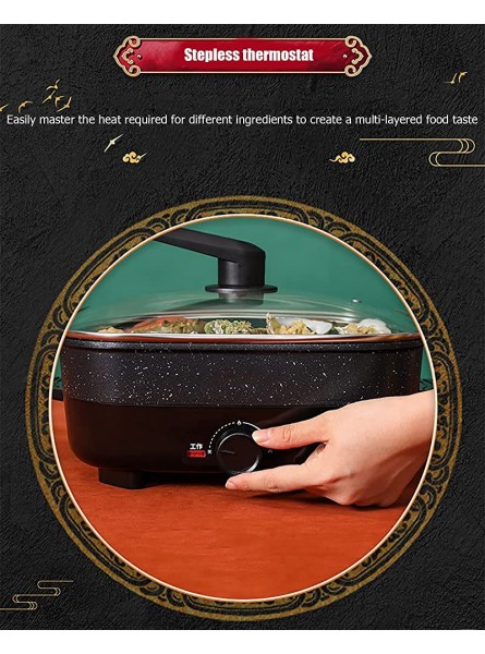 Multi-Function Electric Cooker Pan,Frying Pan with Vented Glass Lid and Twin Carrying Handles,Electric Grills Hot Pot Slow Cooker,Adjustable Temperature Control - EYDRB617