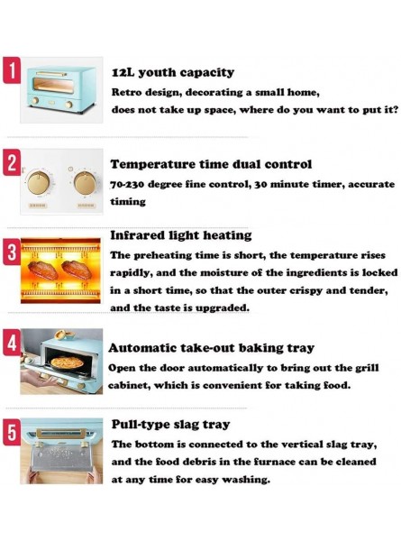 12L Mini Oven，Electric Cooker And Grill Home Baking Small Oven Timer Double Glass Door Top And Bottom 1000W Useful - BNUYBPMJ