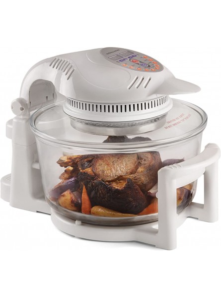 Andrew James 12 17 Litre 1400W Digital Halogen Oven Cooker With Hinged Lid | Full Accessories Pack Including Skewers | Spare Bulb | Extender Ring to Increase Capacity to 17L White - MDNBAF9F