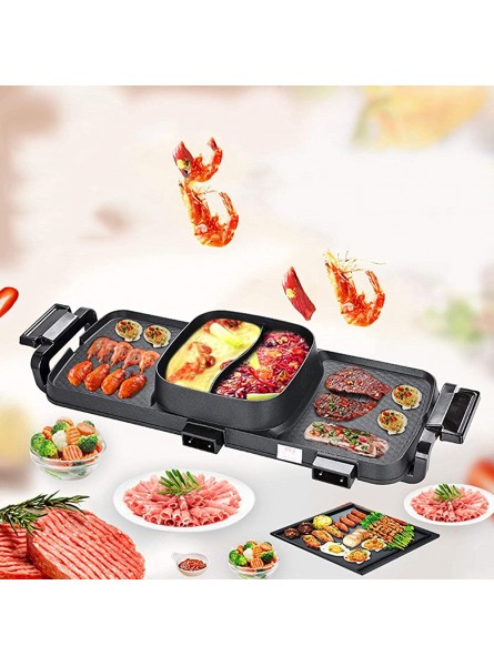 Electric Barbecue Grill Indoor Hot Pot Multi-Function Smokeless Electric Hot Pot Grill Barbecue 2 In1 Removable Cleaning Baking Pot， Separate Dual Temperature Control Useful - MXEQ6X8D