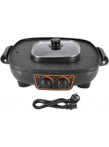 Electric Grill And Hot Pot， 2 In 1 1900W Non-Stick Indoor Hot Pot With Bbq， Dual Temperature Control Multifunctional Electric Hot Pot Grill With Glass Lid For Family Gathering， Indoor Barbecue Useful - RWQY454X