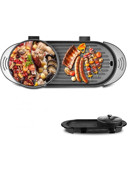 Electric Grill Pan With Hot Pot， Barbecue Hot Pot Double Pot Electric Hot Pot Electric Barbecue Electric Baking Pan Barbecue Dual Control Switch Suitable For Family Gatherings，A Useful - IGQMGHM8