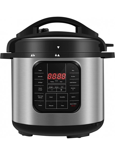 Ultratec Electric pressure cooker gentle and fast cooking pressure cooker with 15 automatic programmes timer sensor touch buttons LCD display 5.68 l volume aluminum stainless steel - QXUDNIOQ