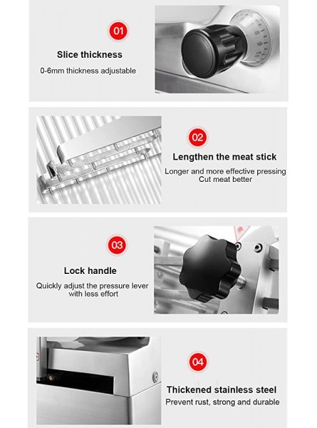 Electric Slicer Meat Slicer for Business or Home Cutting Stroke is 18cm 6mm Adjustable Thickness for Meat Cheese Bread Vegetables - XDQLQQUS