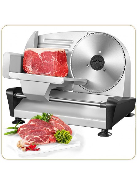 Meat Slicer Electric Deli Food Slicer with 0-15mm Adjustable Thickness Removable 19cm Stainless Steel Blade and Food Carriage Food Slicer Machine for Meat Cheese Bread 150W - STUOEQAV