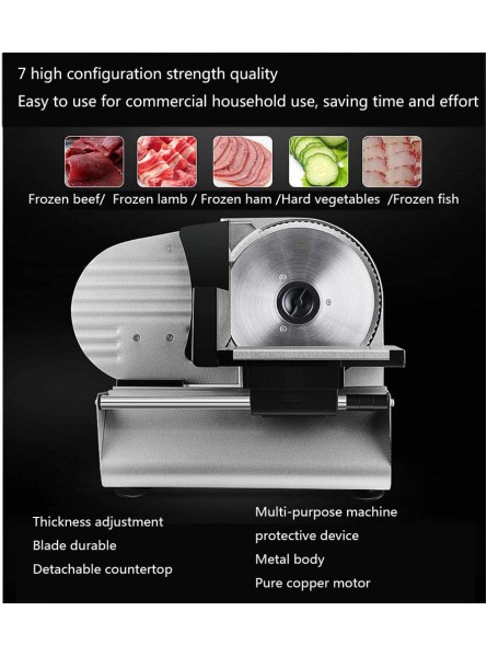 Meat Slicer Electric Deli Food Slicer with Protection Removable 190Mm Stainless Steel Blade and Food Carriage Adjustable Thickness 0-22Mm Food Slicer Machine for Meat Cheese Bread200W - GIPZV8T5