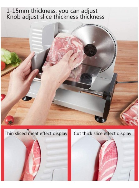 Meat Slicer Machine Commercial Food Slicer Electric with Child Lock Protection Adjustable Knob for Thickness Bacon Bread Fruit Vegetable Veggies Meat Deli Ham Food Cheese Slicer,220V - QRKAYPQ1