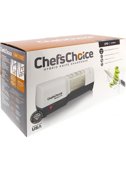 Chef's Choice Hybrid Diamond Hone Knife Combines Electric and Manual Sharpening for Straight and Serrated 20-Degree Knives 3-Stage White - OFLY6GU4