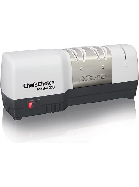 Chef's Choice Hybrid Diamond Hone Knife Combines Electric and Manual Sharpening for Straight and Serrated 20-Degree Knives 3-Stage White - OFLY6GU4