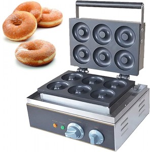 Commercial Donut Maker 1.55kw Electric 6 Doughnuts Machine Stainless Steel Double-Side Heating Donut Maker Machine for Bakery Dessert Shop Mall Restaurant - GZQU58FP