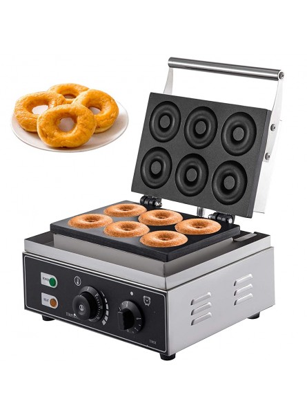 VEVOR Commercial Donut Maker Machine 1550W Donut Maker with 6 Holes Donut Maker Machine 50-300℃ Waffle Doughnut Maker Double-Sided Heating Donut Machine Commercial Donut Fryer - FAWXJKHB
