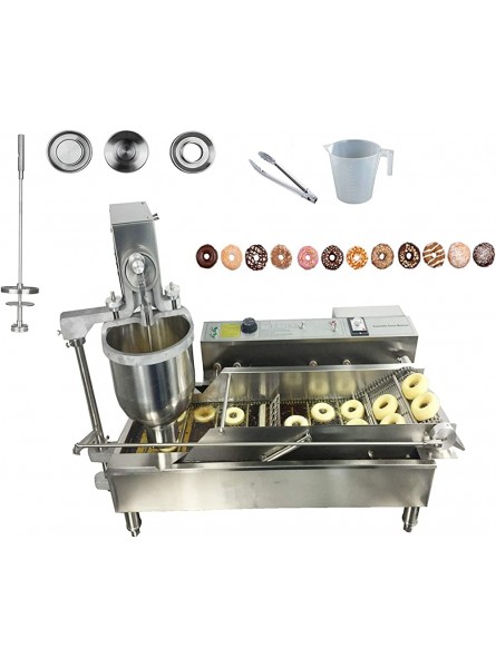 zhixiu® Automatic Donut Maker Machine 2 Rows Commercial Doughnut Maker Electric Donuts Machine 304 Stainless Steel Body 7L Hopper with 3 Sizes Molds 110V 60Hz - VJFHQ6SM