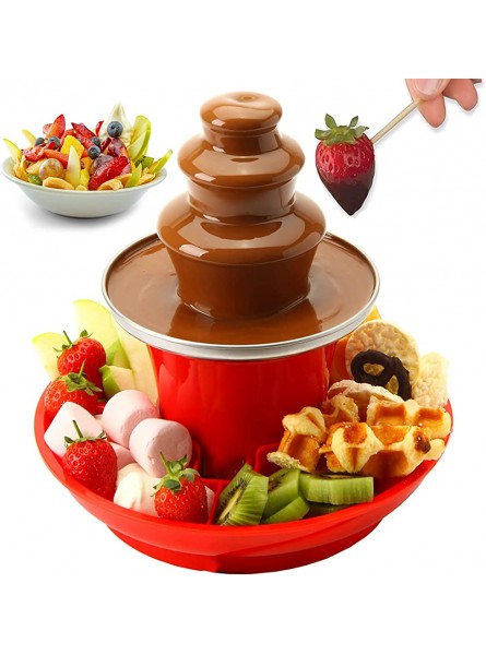 Chocolate Mixer Fountain -with Heating Function Chocolate Melting Machine with Fruit Bowl 8-Ounce Chocolate Fondue Fountain Detachable Three Layers Easy to Assemble for Chocolate Sauce - YLAOI1VN