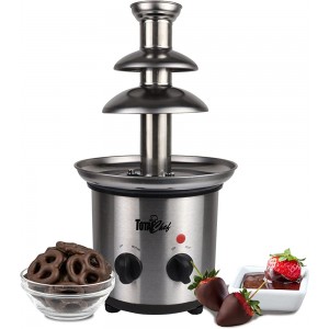 Total Chef 3 Tier Electric Chocolate Fondue Fountain Machine 1.5 Pound Capacity Easy to Assemble Perfect for Chocolate Melting Cheese BBQ Sauce Ranch Liqueuers Party and Family Gathering - BRYDMTY8