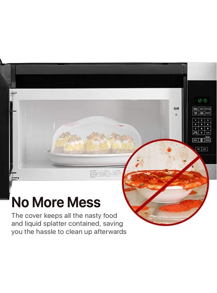 Flexzion Microwave Cover for Food 11.5 inch Plate Cover BPA Free Plastic Food Cover Transparent Anti-Splatter Cover Guard with Adjustable Steam Vent Hole Dishwasher Safe Easy Grip Handle - PFZX152G