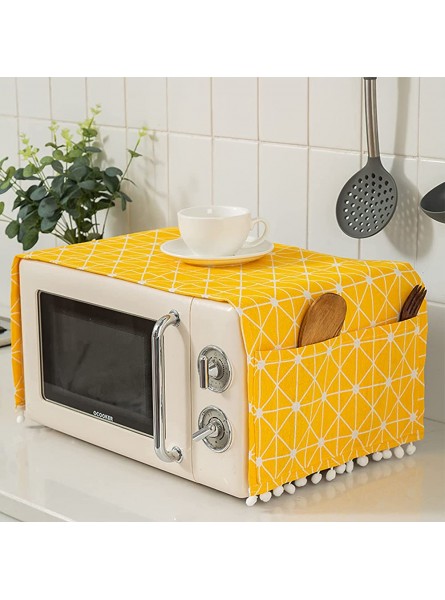 FUFRE Microwave Dustproof Cover Anti-Oil Microwave Oven Dust Cover Microwave Oven Accessory Protective Cover with Side Pockets for Home Kitchen Yellow rice - MPPIGFJ8