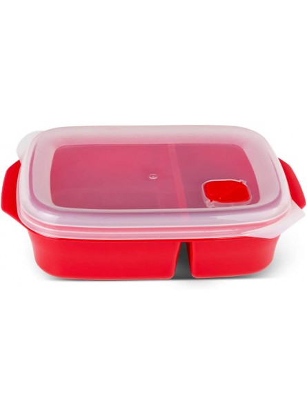 Good 2 Heat Plus 4305 Microwave 2 Compartment Divided Container 1.3ltr Plastic Red - HPPTS20M