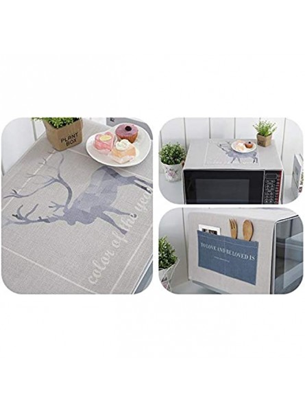 Printed Elk Microwave Oven Dust Cover with Storage Bags Cotton and Linen Craft Home Kitchen Tools Anti-Oil Protector AQ164 D - BZGGX1IN