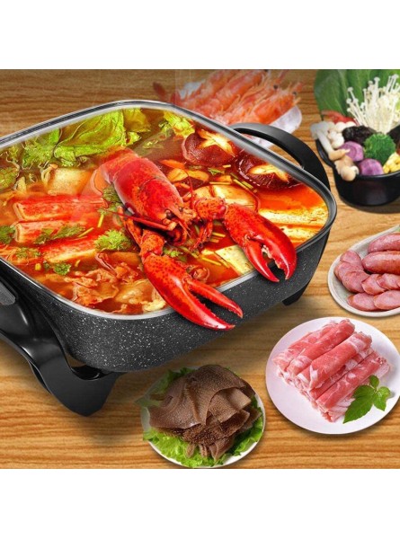 Electric Frying pan Eectric Skillet with Glass Cover Multi-Function Non-Stick Electric Wok Household 5L Black Electric hot Pot Square Pot Electric wok,SquarePot+SteamedTablets - FLVHN7VA