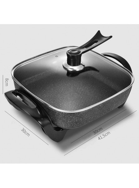 Electric Frying pan Eectric Skillet with Glass Cover Multi-Function Non-Stick Electric Wok Household 5L Black Electric hot Pot Square Pot Electric wok,SquarePot+SteamedTablets - FLVHN7VA